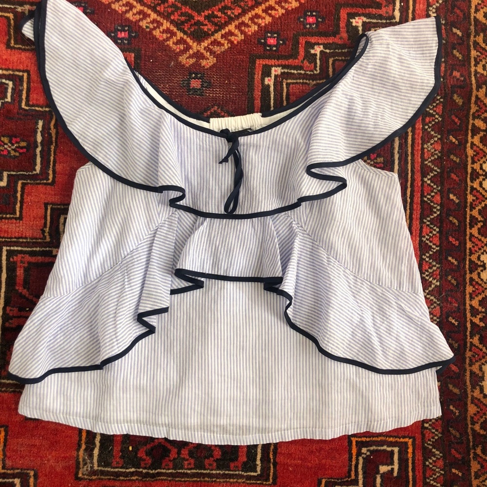 J crew blue and white blouse